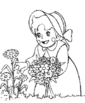 coloriage heidi ramasse des fleurs